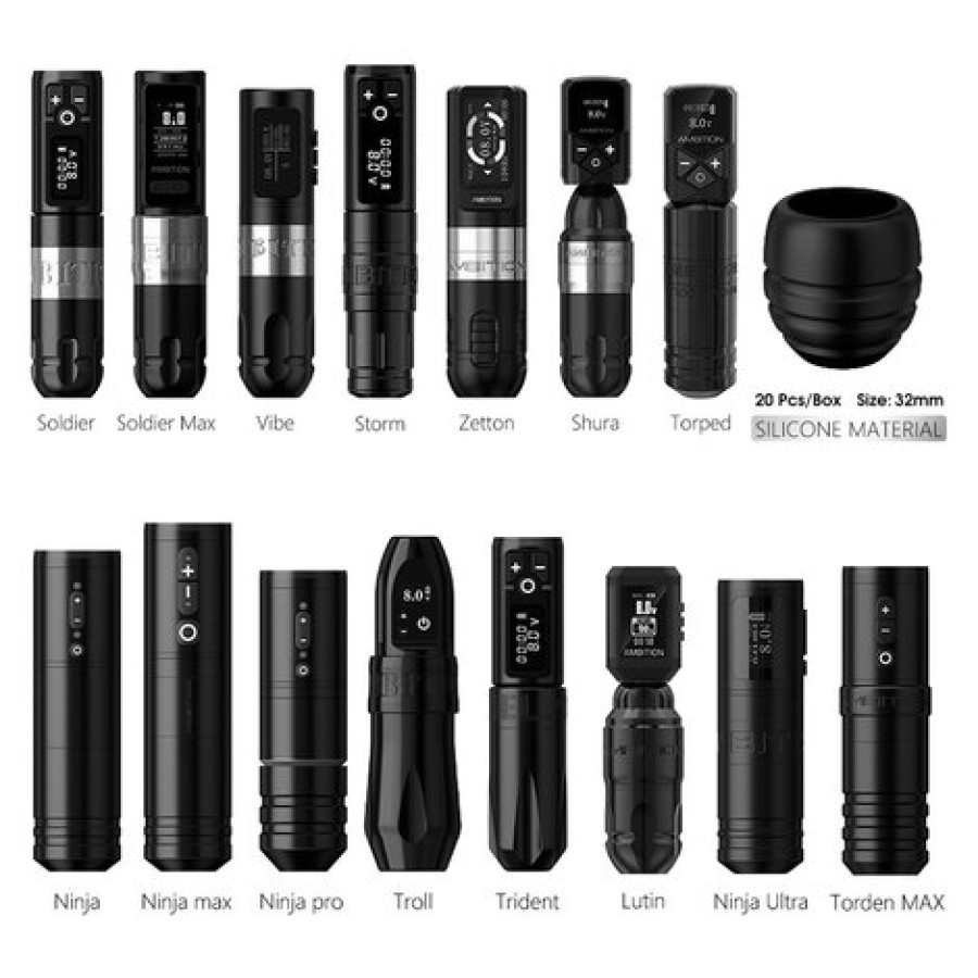 Одноразовый держатель для тату машинки Ambition Soldier, Ninja, Vibe - 34 мм C3