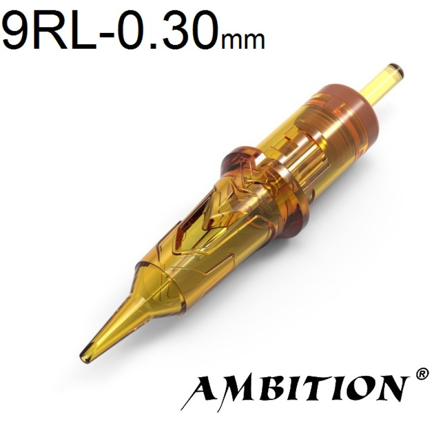 Тату картридж Ambition Gold Armor Round Liner 9 - 0,30 мм Long Taper