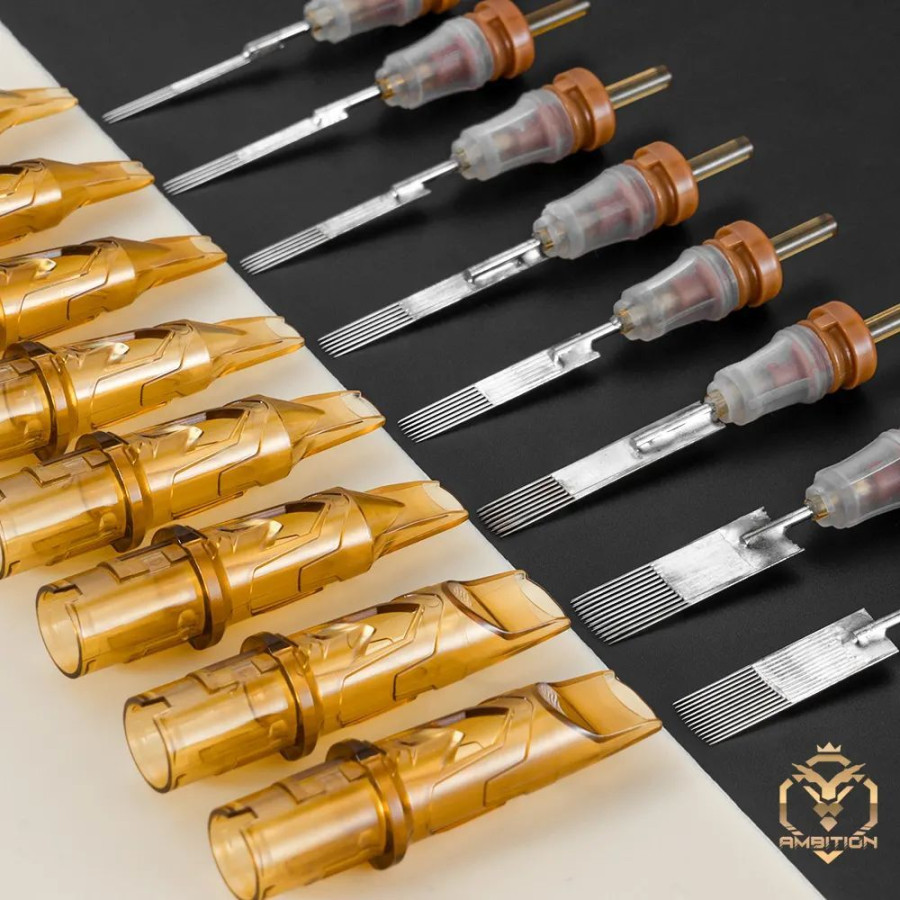 Тату картридж Ambition Gold Armor Round Liner 9 - 0,30 мм Long Taper