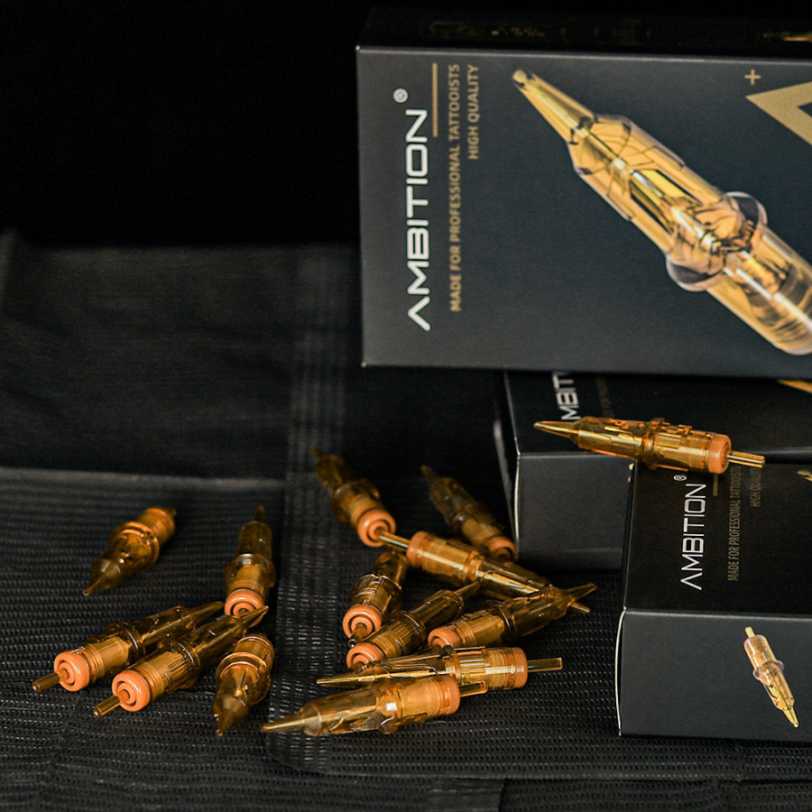 Тату картридж Ambition Gold Armor Round Liner 9 - 0,30 мм Long Taper