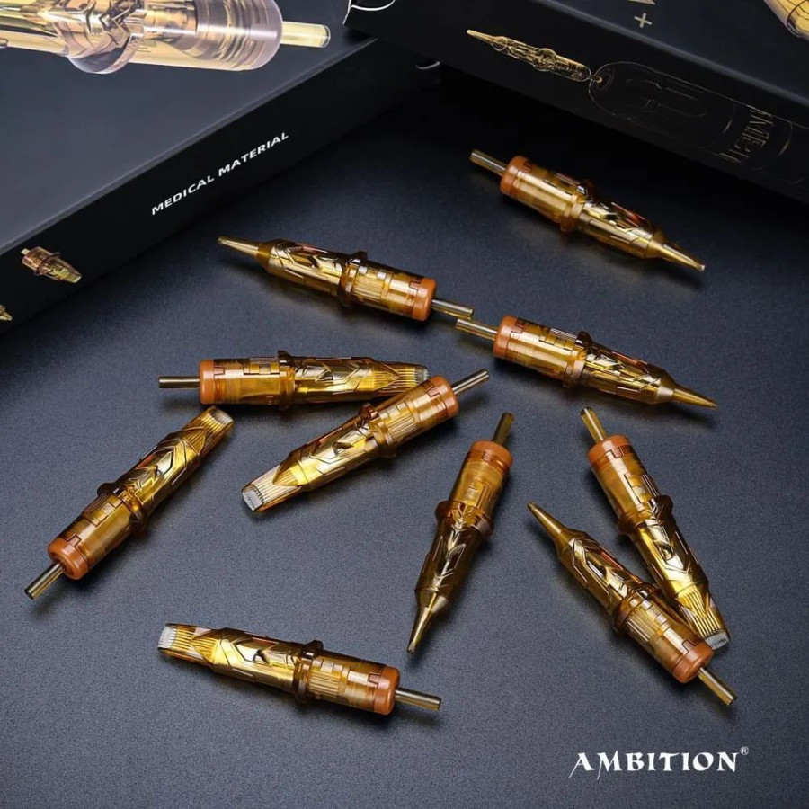 Тату картридж Ambition Gold Armor Round Liner 9 - 0,30 мм Long Taper