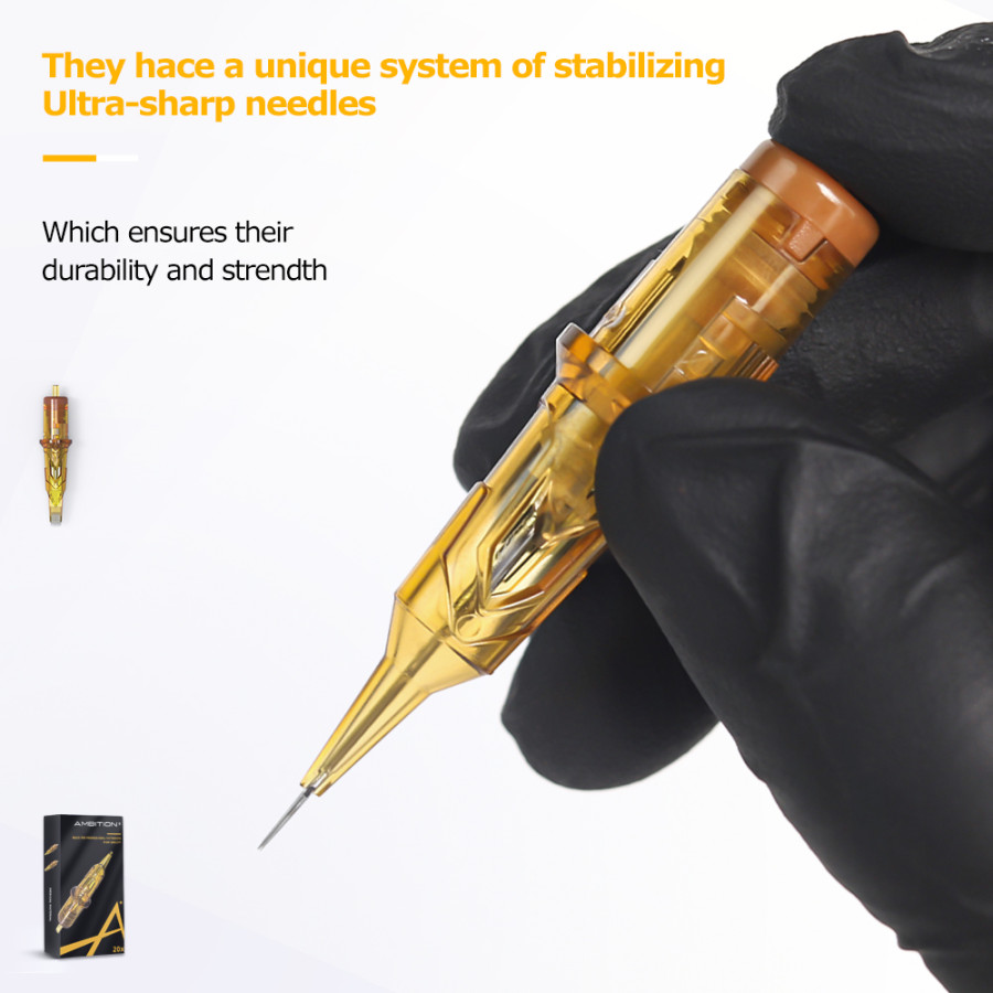 Тату картридж Ambition Gold Armor Round Liner 9 - 0,30 мм Long Taper