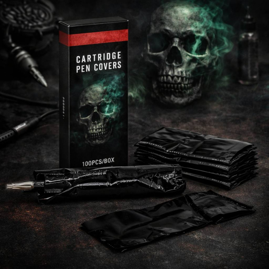 Барьерная защита на тату машинки типа Pen AVA Black Skull 50x150 мм (100 шт.)