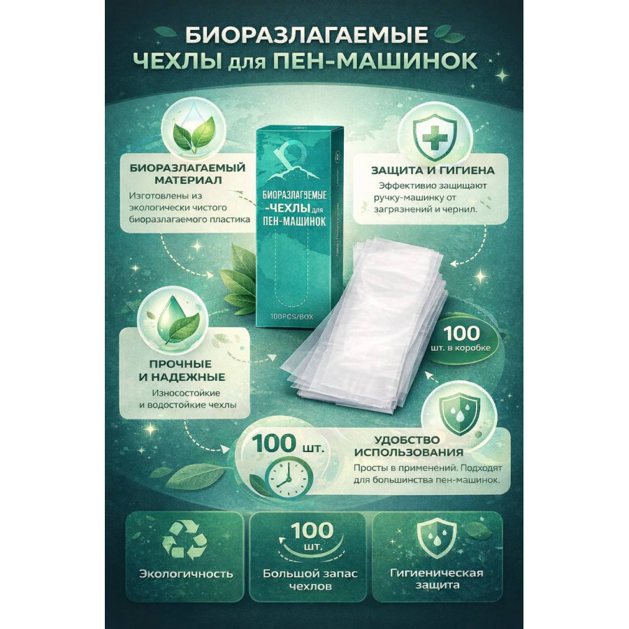 Биоразлагаемая барьерная защита на тату машинки ручка AVA PEN MACHINE COVERS DEGRADABLE WHITE 60х150