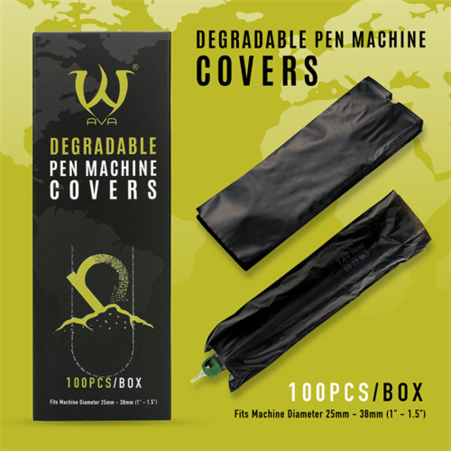Барьерная защита на тату машинки AVA Pen Sleeve Black 60x180 мм (100 шт.)
