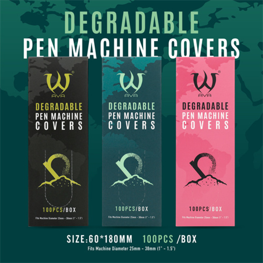Барьерная защита на тату машинки AVA Pen Sleeve Black 60x180 мм (100 шт.)