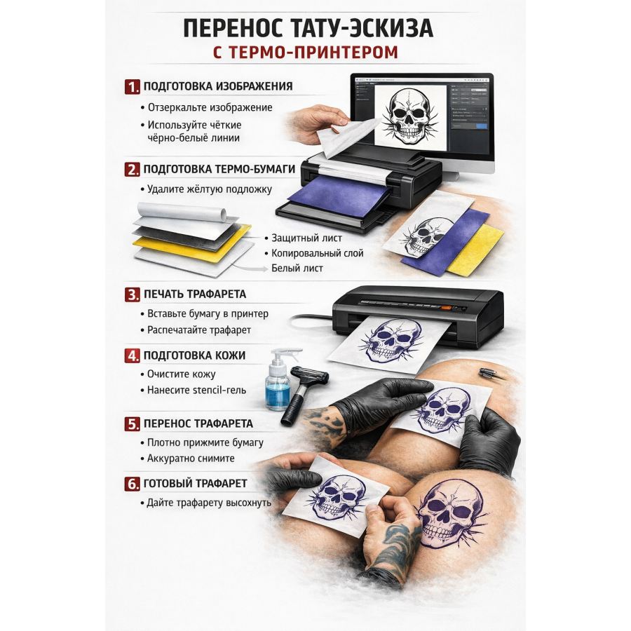 Беспроводной трансферный тату принтер Aimo Blue T08F Blue