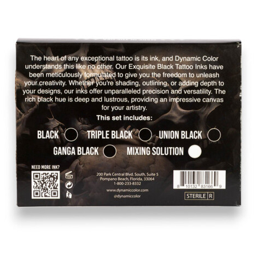 Тату краска Dynamic Colors Black Collection Color Set (4 пигмента + разбавитель) 30 мл
