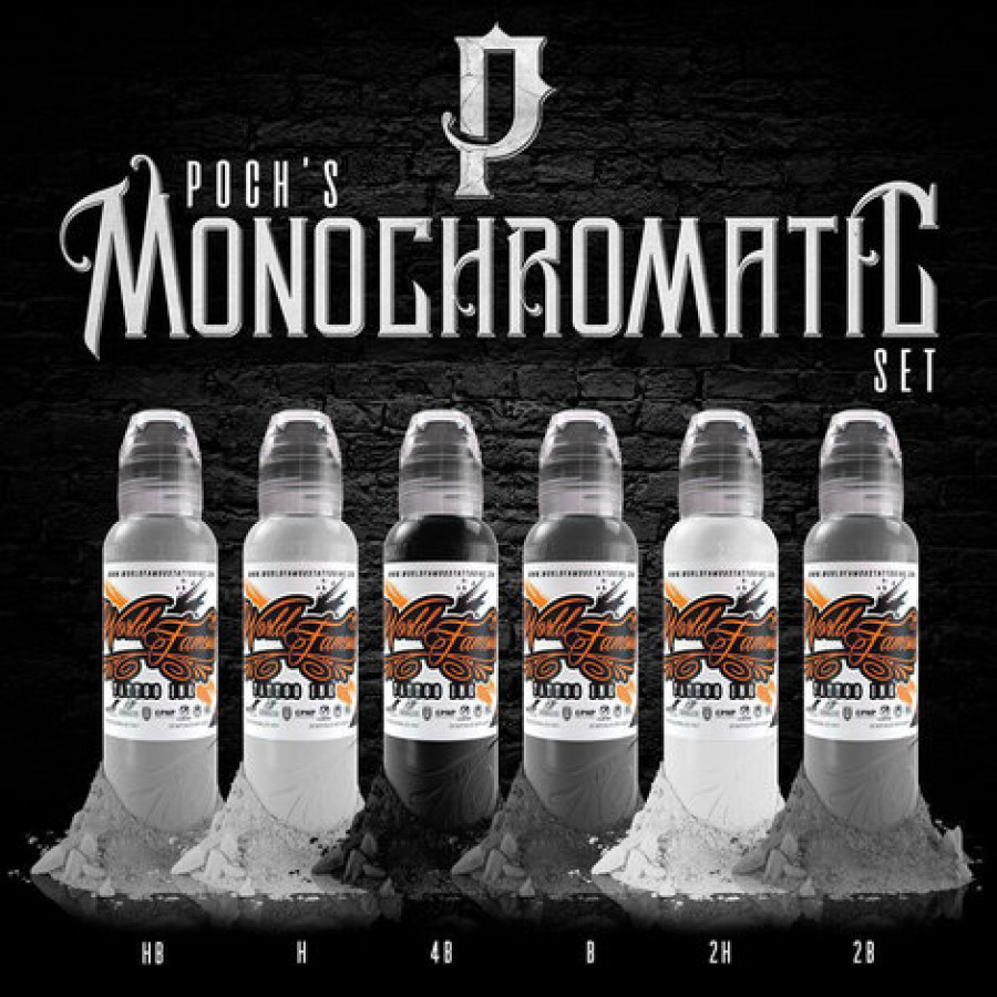 Краска World Famous Tattoo Ink Poch's Monochromatic Set (6 пигментов)