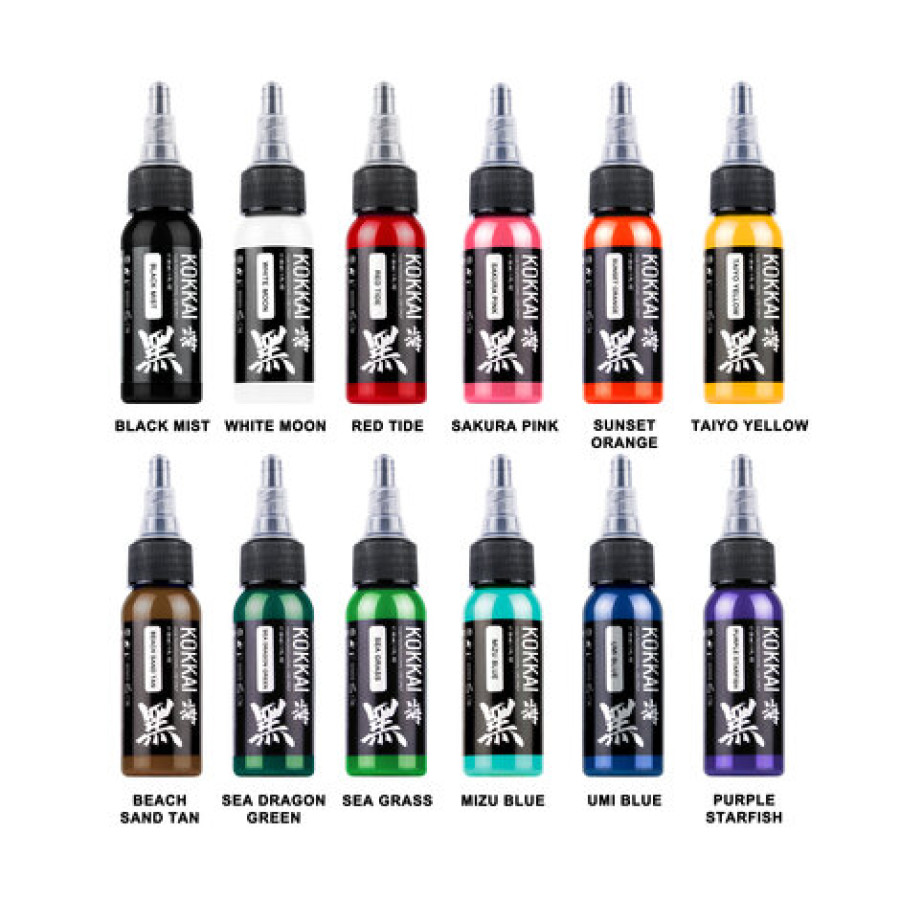 Тату краска KOKKAI Sumi 12 Color Set (12 пигментов)