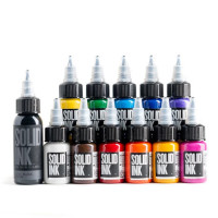 Тату краска Solid Ink 1/2oz 11 Colors + 1oz Black Mini Travel Set