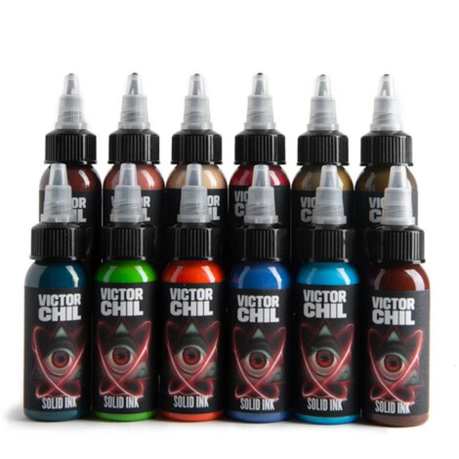 Тату краска Solid Ink Victor Chil (12 Colors) SET - 1oz