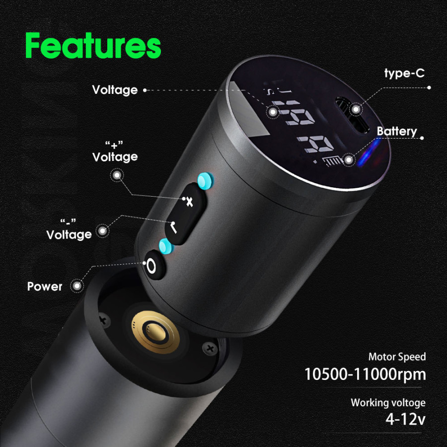 Беспроводная тату машинка Ambition Ninja Adjustable Adjustable Travel