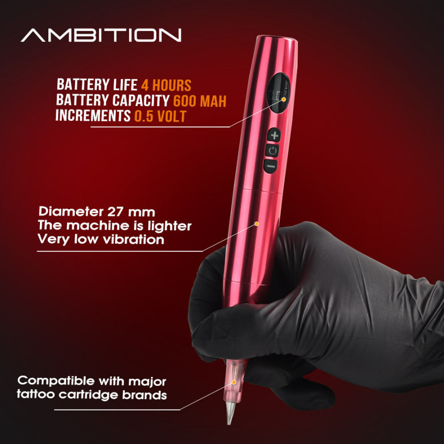 Беспроводная тату машинка Ambition Kiss of Dragon Red