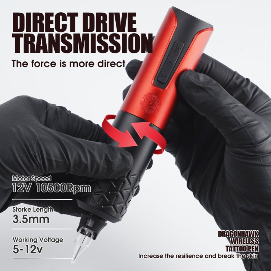 Беспроводная тату машинка Dragonhawk Armor Wireless Red
