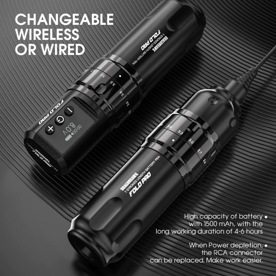 Беспроводная тату машинка Dragonhawk Mast Fold Pro Black