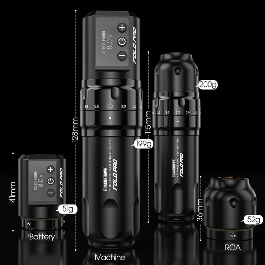 Беспроводная тату машинка Dragonhawk Mast Fold Pro Black